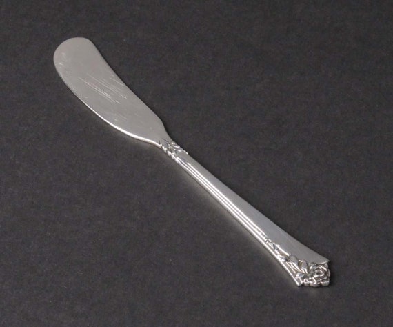 ONEIDA STERLING FLAT BUTTER SPREADER S DAMASK ROSE