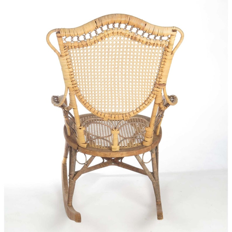 Antique wicker rocking chair Wakefield Rattan Co label 19th c Etsy