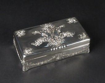 Tiffany & Co Sterling Silver Box Antique Vintage Jewelry Valuables Putti Repousse