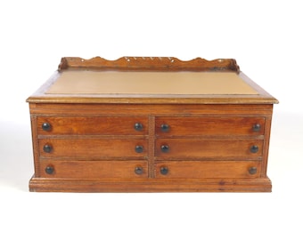 Antique Oak Spool Cabinet, Counter Top Lift Desk