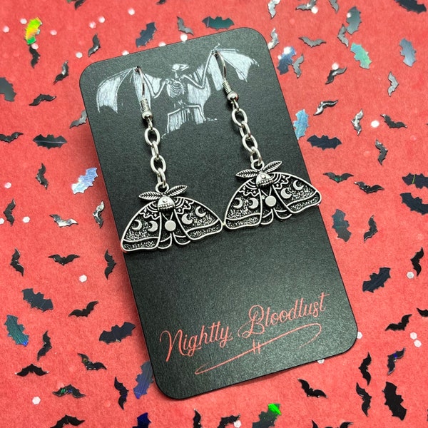 Moon Moth Dangling Charm Earrings v2.0