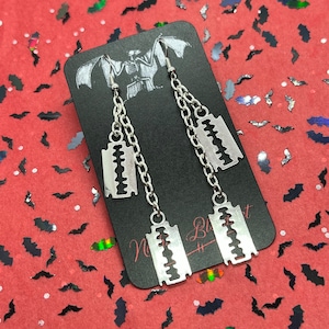 Razor Blade Dangling Charm Earrings v2.0