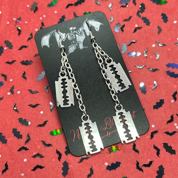 Razor Blade Dangling Charm Earrings v2.0