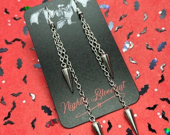 Double Dangling Spike Charm Earrings v2.0