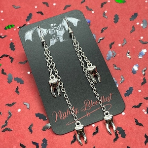 Molar Teeth Charm Double Dangling Earrings Tooth Jewelry v2.0