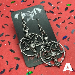 Baphomet Goat Pentagram Dangling Charm Earrings