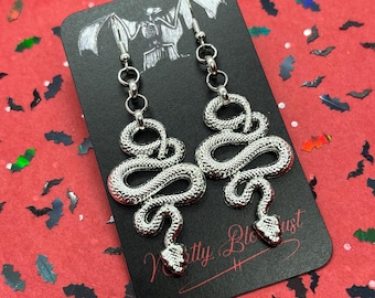 Boucles d'oreilles pendantes 3D à breloques serpent | Bijoux gothiques
