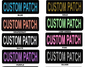 Custom Patch w/Glitter Letters for Dog Vest, Harness | Bling Text | Personalized Patches w/Hook Backing | Name, Agility, Funny