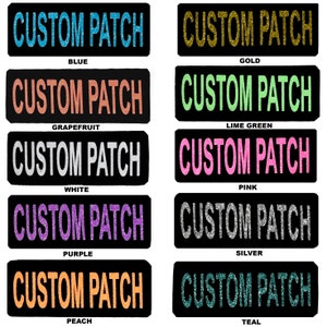 Custom Patch w/Glitter Letters for Dog Vest, Harness | Bling Text | Personalized Patches w/Hook Backing | Name, Agility, Funny