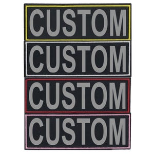 Personalized Dog CUSTOM Fabric Patches with 3M Reflective Letters, Set or Single, VELCRO Brand Backing, Embroidered Border