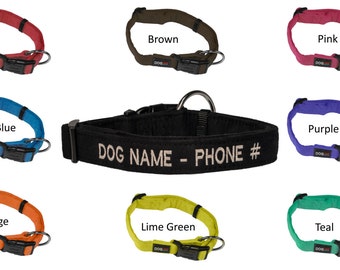 Personalized Microfiber Padded Dog Collar Soft Comfortable Washable Custom Embroidery Embroidred Name Phone Number For Lost Dog Help