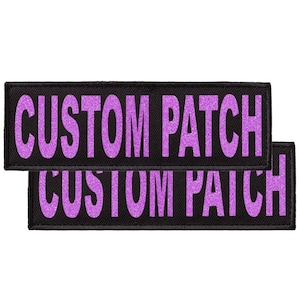 Personalized patch for dog harness, vest or collar with Purple Glitter lettering