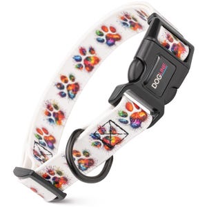 Printed Biothane dog collar with quick release buckle, Painted Paws design
