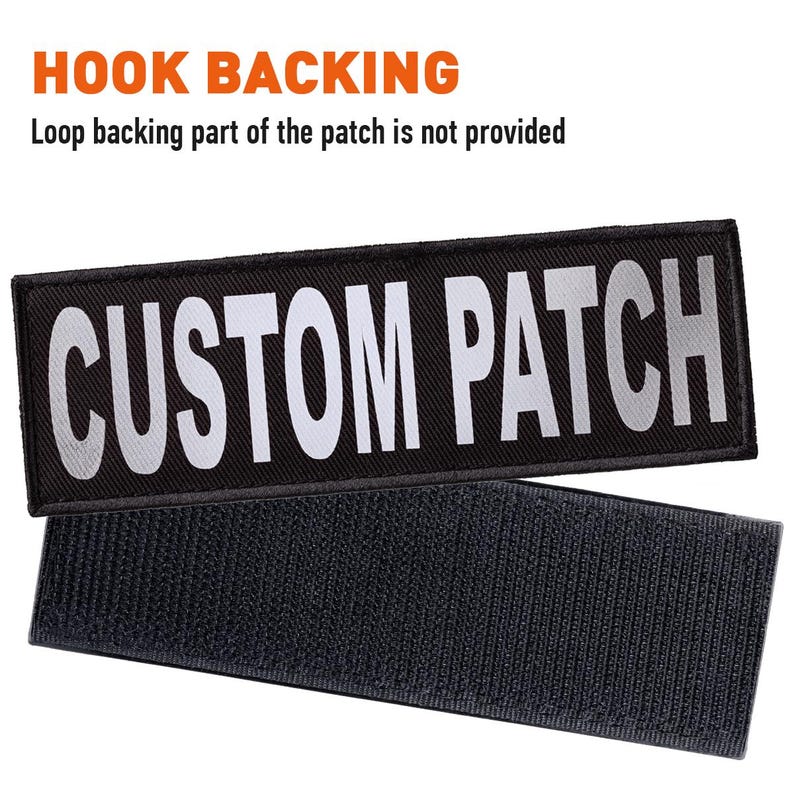 Personalized Custom Patch/Patches Label Tag | 3M REFLECTIVE Letters For Dog Harness Vest | Dog Name Custom w/ Hook Backing Fastener image 5