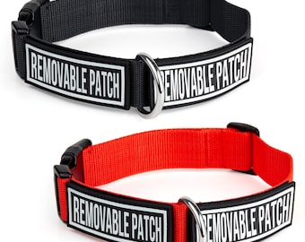 Personalized Dog Pet ID Collar with Removable Interchangeable VELCRO Brand fastener Patches Custom  Working Do not Pet Me Adopt Dog  Collar