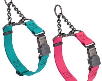 Biothane Martingale Collar, Herm Sprenger Black Stainless Steel ClicLock Buckle, Waterproof, Adjustable