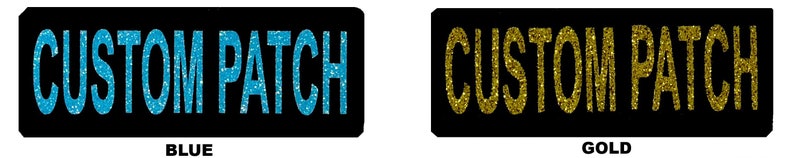 Custom Patch w/Glitter Letters for Dog Vest, Harness Bling Text Personalized Patches w/Hook Backing Name, Agility, Funny image 6