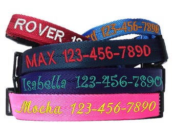 Personalized Nylon Dog Collar Soft Comfortable Washable Custom Embroidery Embroidered Name Phone Number For Lost Dog Help