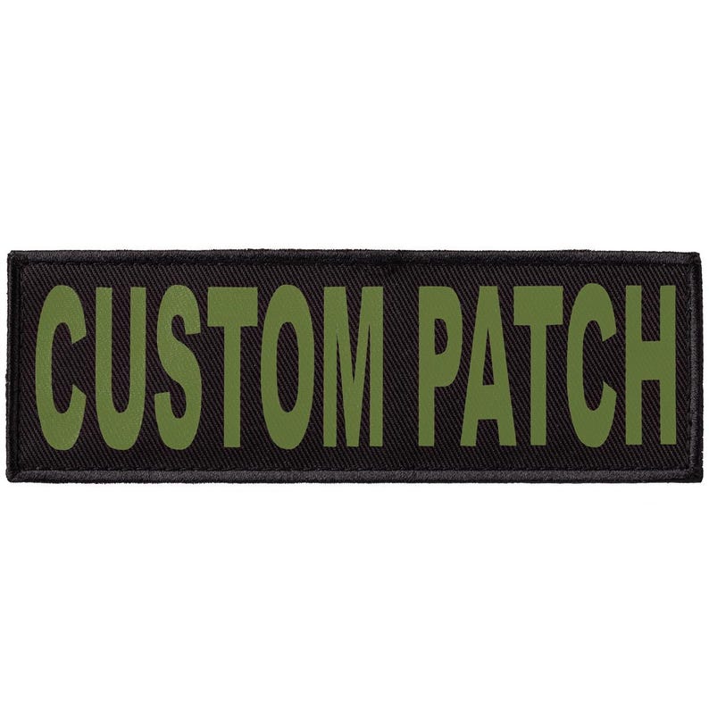 Custom patch for dog harness, collar or vest, Olive Drab printed letters