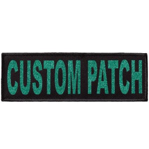 Personalized patch for dog harness, vest or collar with Teal Glitter lettering