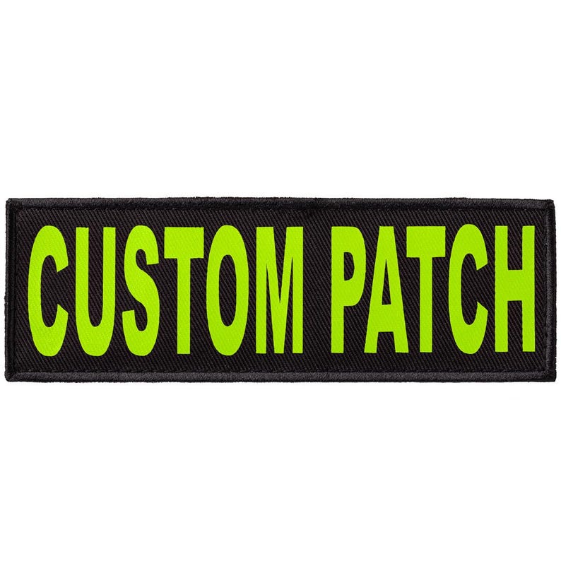 Personalized patch for dog harness, vest or collar, Bright Yellow printed letters
