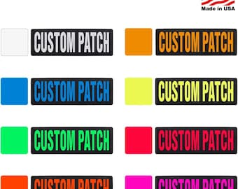Personalized CUSTOM Patch/Patches with VARIOUS bright lettering colors and hook Backing Fastener