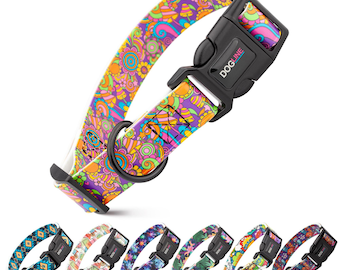 Printed Biothane Dog Collar with Quick Release Buckle  - Waterproof, Odor Resistant, Easy to Care, Fits Medium and Large Dogs