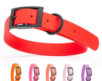 Stylish Biothane Waterproof Odor Proof Dog Collar Easy Care, Easy Clean with Black Hardware - Fits Small, Medium or Large Dogs