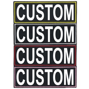 Ensemble personnalisé d'écussons en tissu CUSTOM avec impression blanc brillant avec support de marque VELCRO