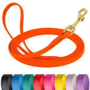 15 Ft Biothane Leash - Brass Hardware, Waterproof - Long Lines for Dogs