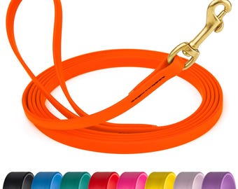 15 Ft Biothane Leash - Brass Hardware, Waterproof - Long Lines for Dogs