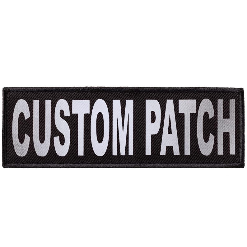 Custom patch for dog harness, vest, or dog collar; reflective printed letters, 1 patch