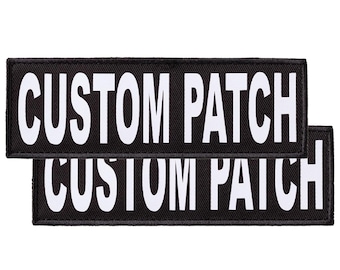 Personalized Text CUSTOM Patch/Patches with Bright WHITE Lettering and Hook Backing Fastener