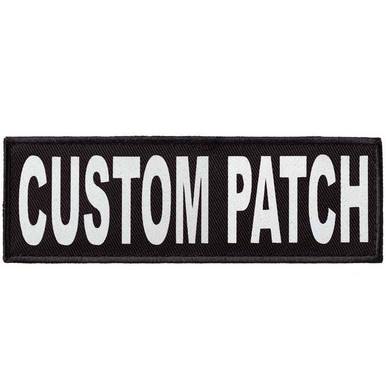 Personalized patch for dog harness, vest or collar with White Glitter lettering