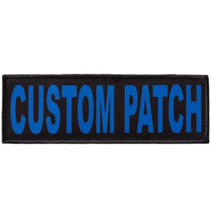 Custom patch for dog harness, collar or vest, Blue printed letters