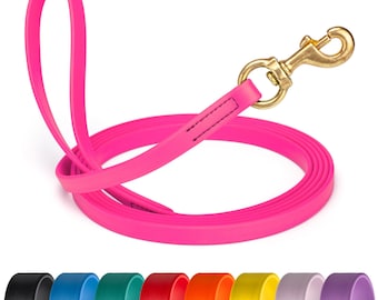 Biothane Dog Leash 10 Ft – Brass Swivel Snap Hook, Waterproof – Long Lines for Dogs