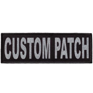 Personalized patch for dog harness, vest or collar with Silver Glitter lettering