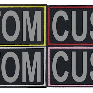 Personalized Dog CUSTOM Fabric Patches with 3M Reflective Letters, Set or Single, VELCRO Brand Backing, Embroidered Border