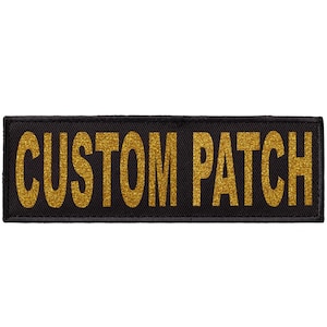 Personalized patch for dog harness, vest or collar with Gold Glitter lettering