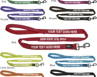 Personalized Microfiber Soft Dog Leash Padded 4 or 6 ft | 9 colors | Adopt Me Pet Me Do Not Pet Your Custom Text