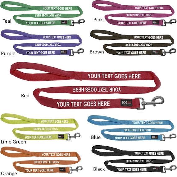 Personalized Microfiber Soft Dog Leash Padded 4 or 6 ft | 9 colors | Adopt Me Pet Me Do Not Pet Your Custom Text
