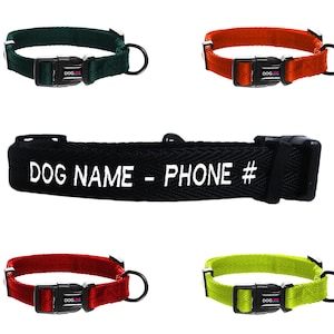 Personalized Nylon Dog Collar Soft Comfortable Washable Custom Embroidery Embroidered Name Phone Number For Lost Dog Help