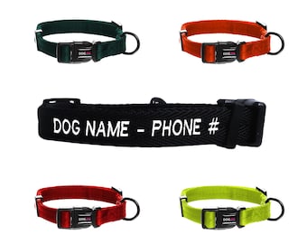 Personalized Nylon Dog Collar Soft Comfortable Washable Custom Embroidery Embroidered Name Phone Number For Lost Dog Help