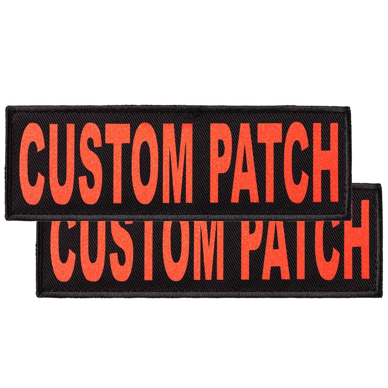 Personalized patch for dog harness, vest or collar with Grapefruit Glitter lettering