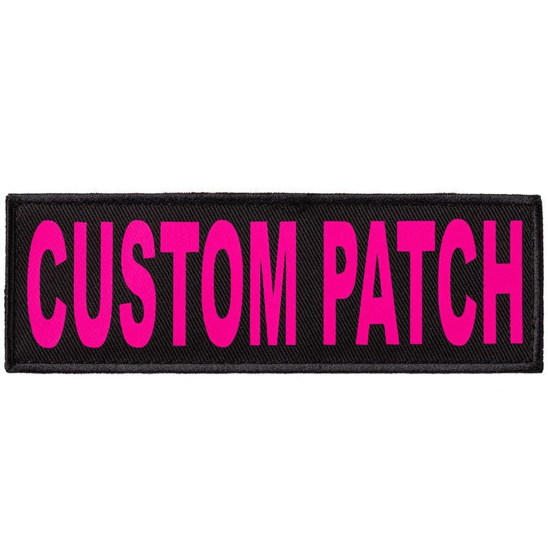 Personalized patch for dog harness, vest or collar, Pink printed letters