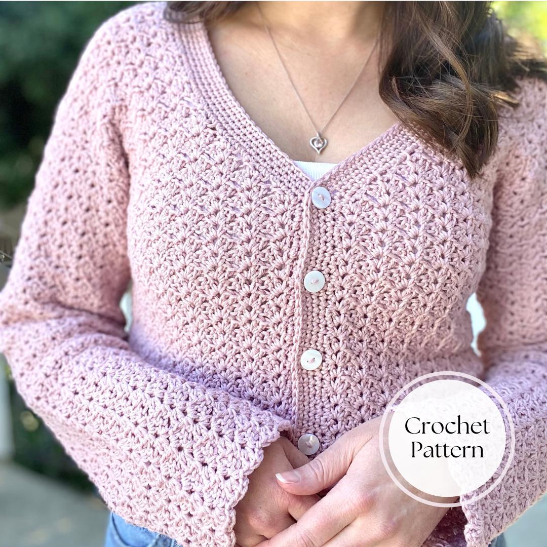 Crochet Cardigan Pattern: Flower Fields Cardigan, Confident Beginner, Made-to-Measure with Video