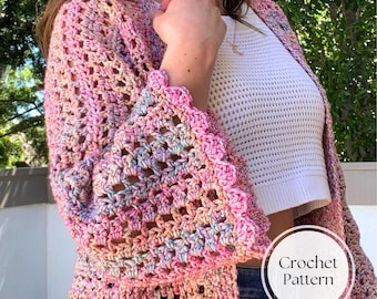 Crochet Cardigan Pattern: Summer Treat Cardigan, Confident Beginner, Made-to-Measure with Video