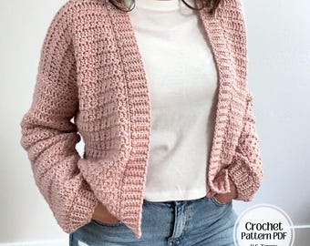 Crochet Cardigan Pattern (English): Peak Cozy Cardigan, Made to Measure, Pictures and Video Included, Beginner Friendly