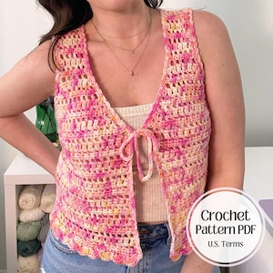 Padrão de colete de crochê: Colete de verão, feito sob medida, ideal para iniciantes confiantes