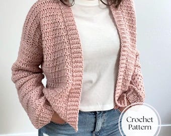 Crochet Cardigan Pattern: Peak Cozy Cardigan, Beginner, Made-to-Measure with Video